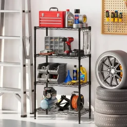 4-Tier Heavy Duty Metal Shelving Unit Adjustable Wire Rack 600 lbs Black