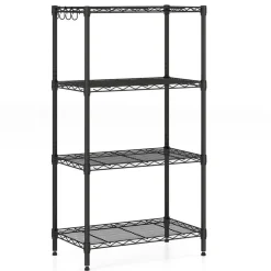 4-Tier Heavy Duty Metal Shelving Unit Adjustable Wire Rack 600 lbs Black