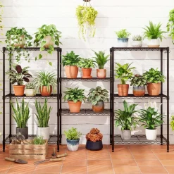 4-Tier Heavy Duty Metal Shelving Unit Adjustable Wire Rack 600 lbs Black