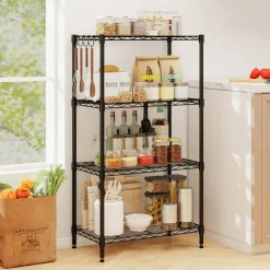 4-Tier Heavy Duty Metal Shelving Unit Adjustable Wire Rack 600 lbs Black