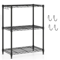 3-Tier Heavy Duty Metal Shelving Rack Wire Storage Organizer Black