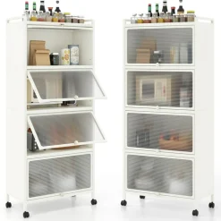 5-tier Kitchen Baker's Rack With Flip-up Pc Doors-black