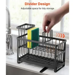 2-Tier Kitchen Sink Caddy Organizer with Brush Holder & Divider