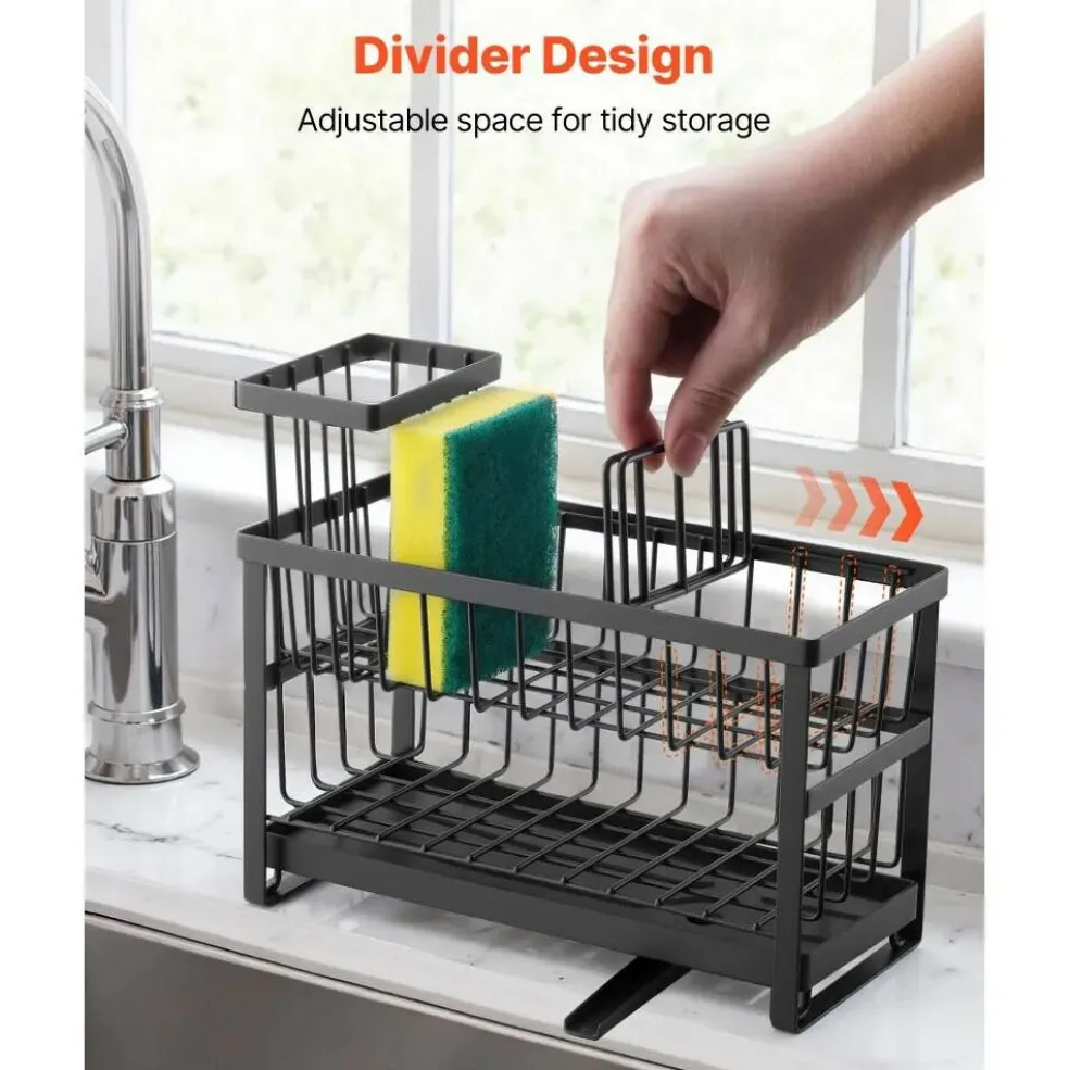 2-Tier Kitchen Sink Caddy Organizer with Brush Holder & Divider