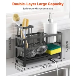 2-Tier Kitchen Sink Caddy Organizer with Brush Holder & Divider