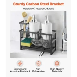2-Tier Kitchen Sink Caddy Organizer with Brush Holder & Divider