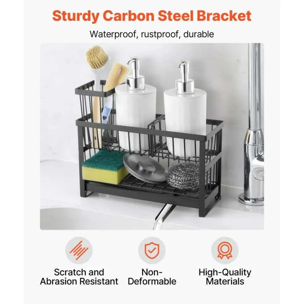 2-Tier Kitchen Sink Caddy Organizer with Brush Holder & Divider