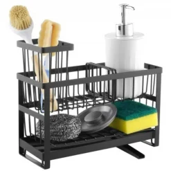 2-Tier Kitchen Sink Caddy Organizer with Brush Holder & Divider