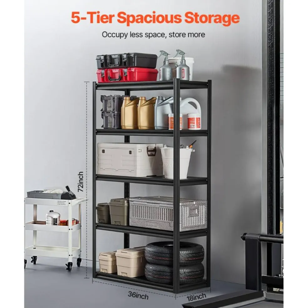 5-Tier Metal Storage Shelves 2000 lbs Garage Utility Rack Adjustable Kitchen Warehouse