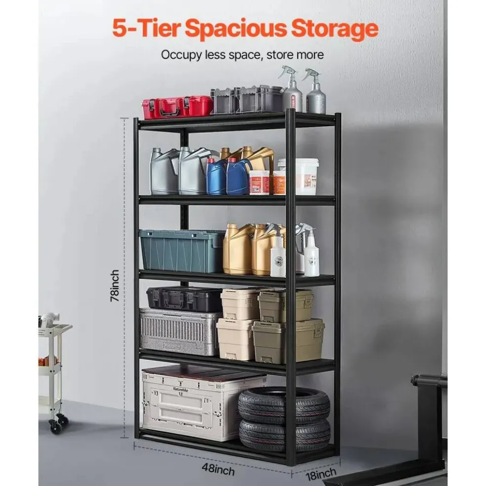 5-Tier Metal Storage Shelves 2000 lbs Garage Utility Rack Adjustable Kitchen Warehouse
