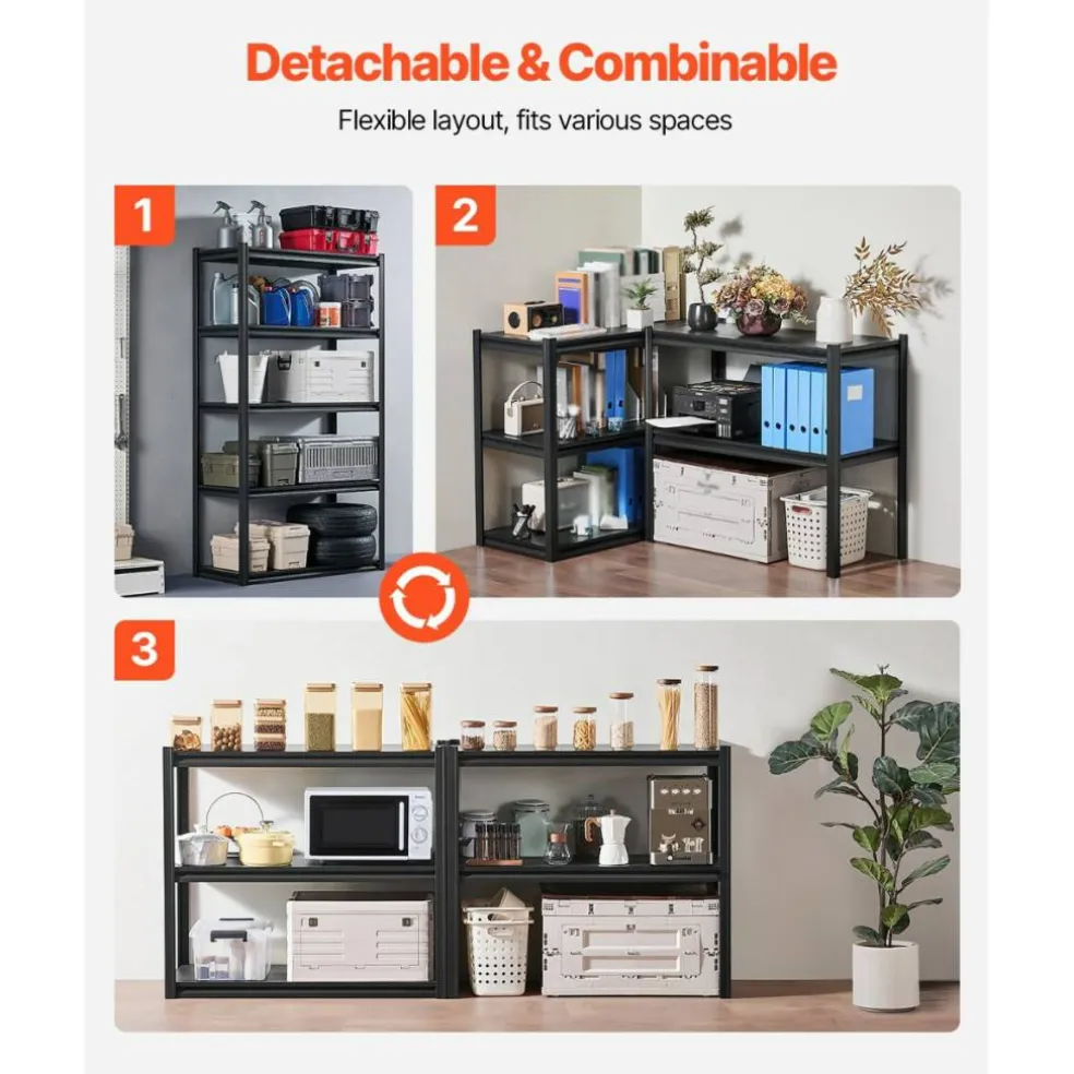 5-Tier Metal Storage Shelves 2000 lbs Garage Utility Rack Adjustable Kitchen Warehouse