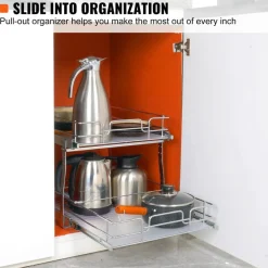 2 Tier Pull Out Cabinet Organizer Slide Out Pantry Shelves