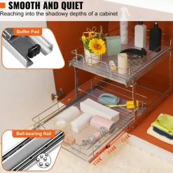 2 Tier Pull Out Cabinet Organizer Slide Out Pantry Shelves