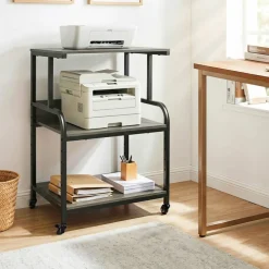 3-Tier Rolling Printer Stand with Adjustable Shelf, 21.5