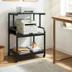 3-Tier Rolling Printer Stand with Adjustable Shelf, 21.5