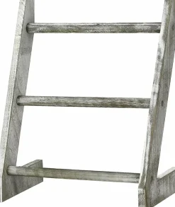 3-Tier Rustic Wood Farmhouse Wall Hanging Ladder Towel Rack