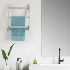 3-Tier Rustic Wood Farmhouse Wall Hanging Ladder Towel Rack