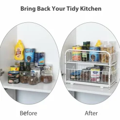 2-Tier Stackable Sliding Basket Cabinet Organizers, 2ct.