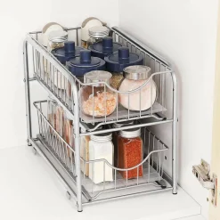 2-Tier Stackable Sliding Basket Cabinet Organizers, 2ct.
