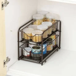 2-Tier Stackable Sliding Basket Cabinet Organizers, 2ct.