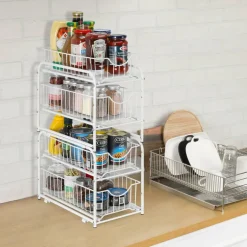 2-Tier Stackable Sliding Basket Cabinet Organizers, 2ct.