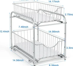 2-Tier Stackable Sliding Basket Cabinet Organizers, 2ct.