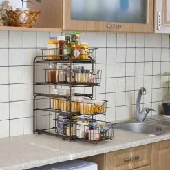 2-Tier Stackable Sliding Basket Cabinet Organizers, 2ct.
