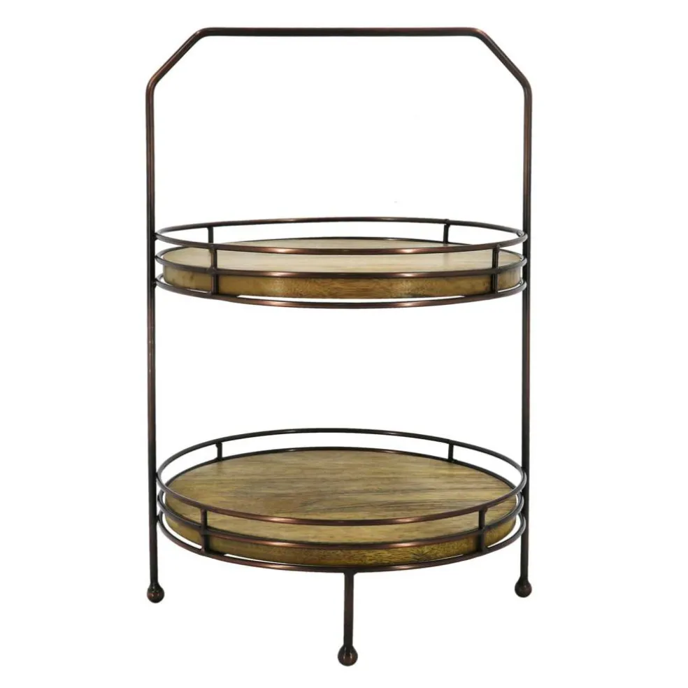 16.5" 2-Tier Wood & Metal Tray by Ashland®