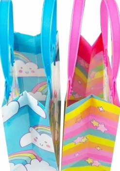 Tiny Mills Unicorn Party Favor Bags Treat Bags with Handles, Unicorn Rainbow Pink Blue Candy Bags Goodie Bags for Birthday Party, Party Supply Decoration, 12 Pack