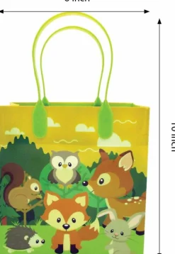 Tiny Mills Woodland Animals Forest Creatures Critters Party Favor Bags Treat Bags with Handles, Candy Bags for Birthday Party Bags Party Supplies,12 Pack