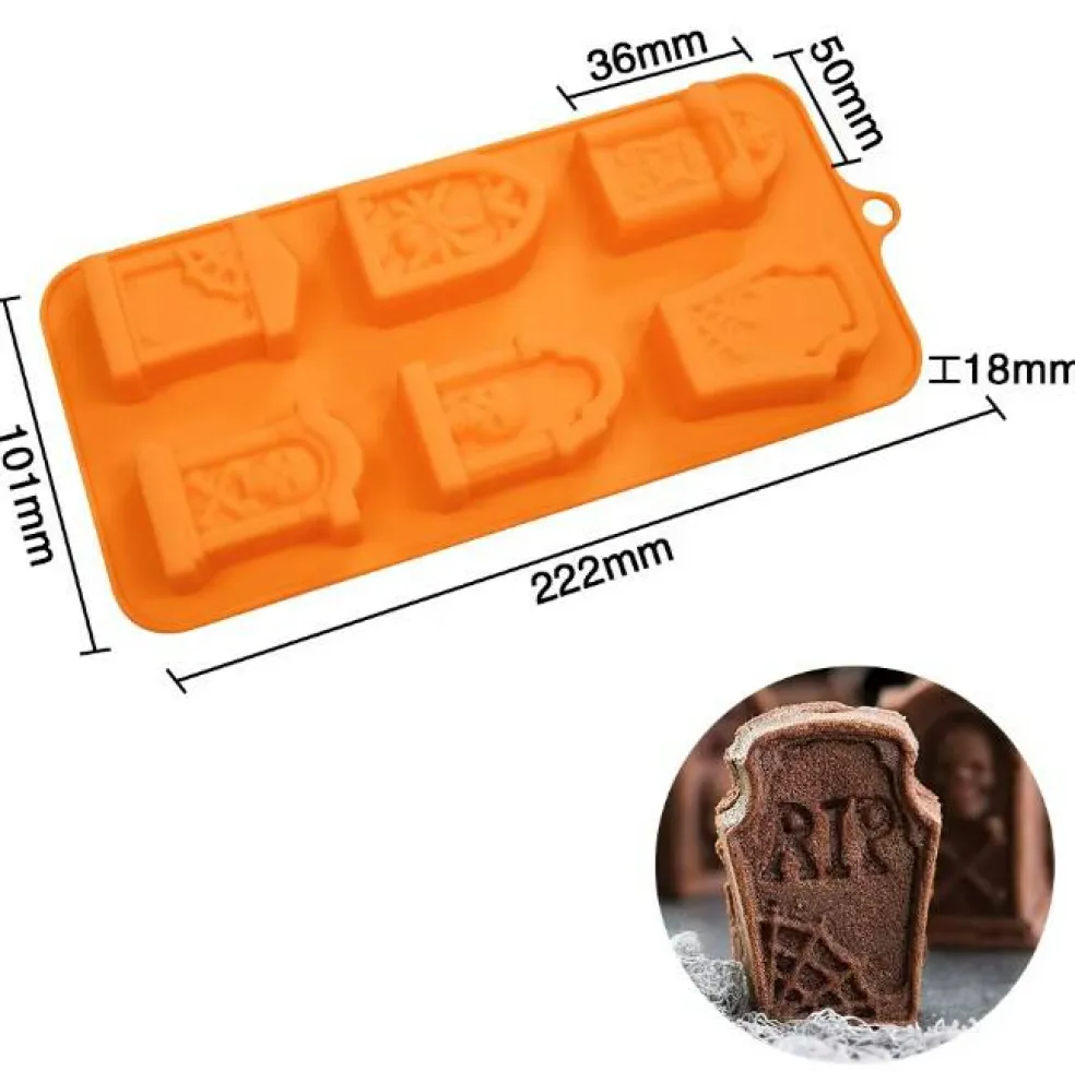 Tombstone Chocolate Mold – Halloween Silicone Candy Mold 6 Cavity