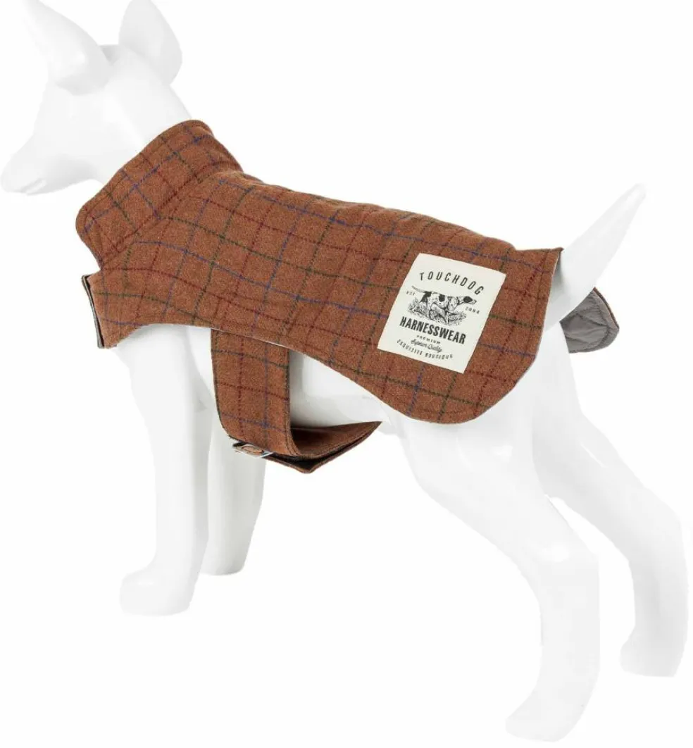 Touchdog 2-In-1 Windowpane Plaided Dog Jacket With Matching Reversible Dog Mat