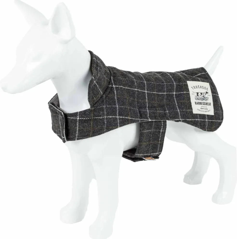 Touchdog 2-In-1 Windowpane Plaided Dog Jacket With Matching Reversible Dog Mat