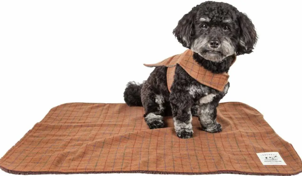 Touchdog 2-In-1 Windowpane Plaided Dog Jacket With Matching Reversible Dog Mat