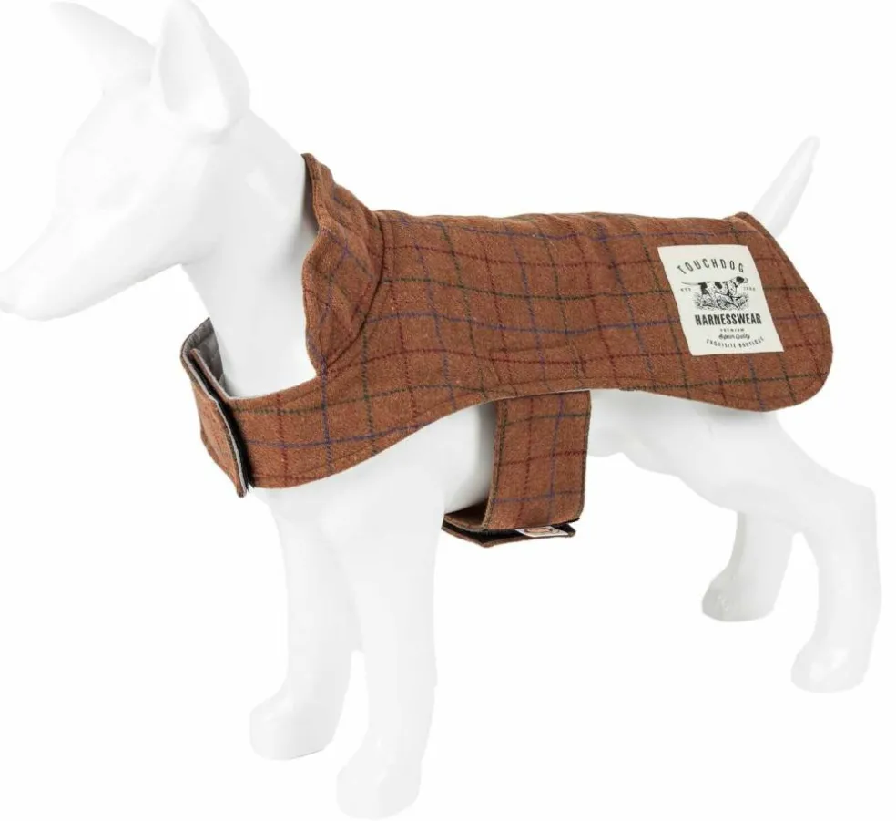 Touchdog 2-In-1 Windowpane Plaided Dog Jacket With Matching Reversible Dog Mat