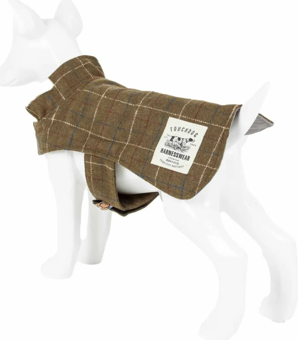 Touchdog 2-In-1 Windowpane Plaided Dog Jacket With Matching Reversible Dog Mat