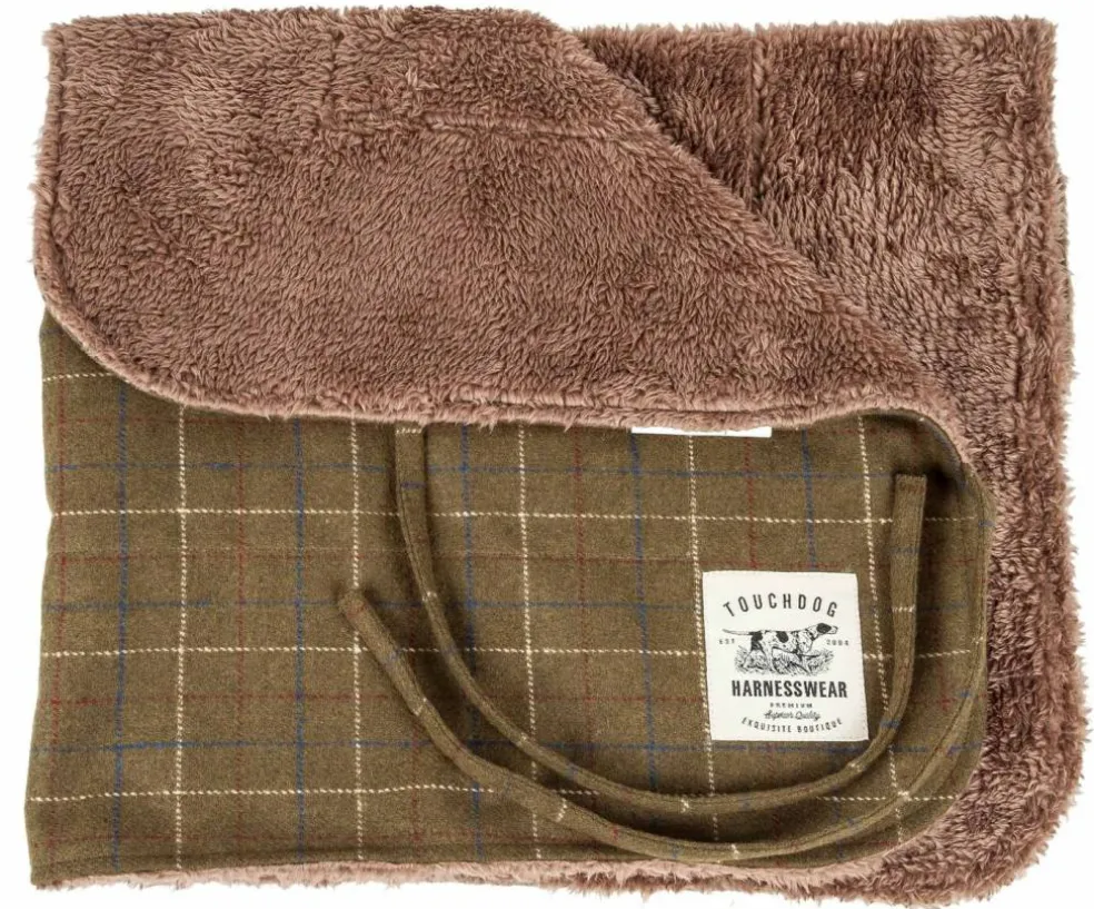 Touchdog 2-In-1 Windowpane Plaided Dog Jacket With Matching Reversible Dog Mat