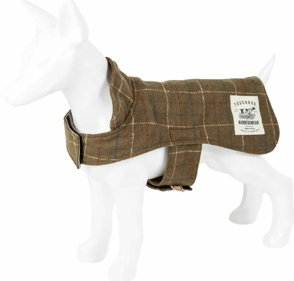 Touchdog 2-In-1 Windowpane Plaided Dog Jacket With Matching Reversible Dog Mat