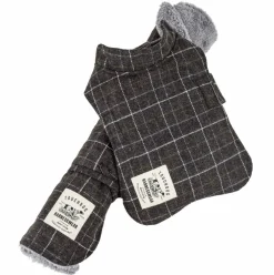 Touchdog 2-In-1 Windowpane Plaided Dog Jacket With Matching Reversible Dog Mat