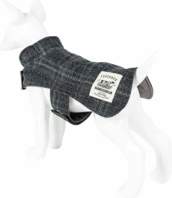 Touchdog 2-In-1 Windowpane Plaided Dog Jacket With Matching Reversible Dog Mat
