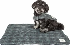 Touchdog 2-In-1 Windowpane Plaided Dog Jacket With Matching Reversible Dog Mat