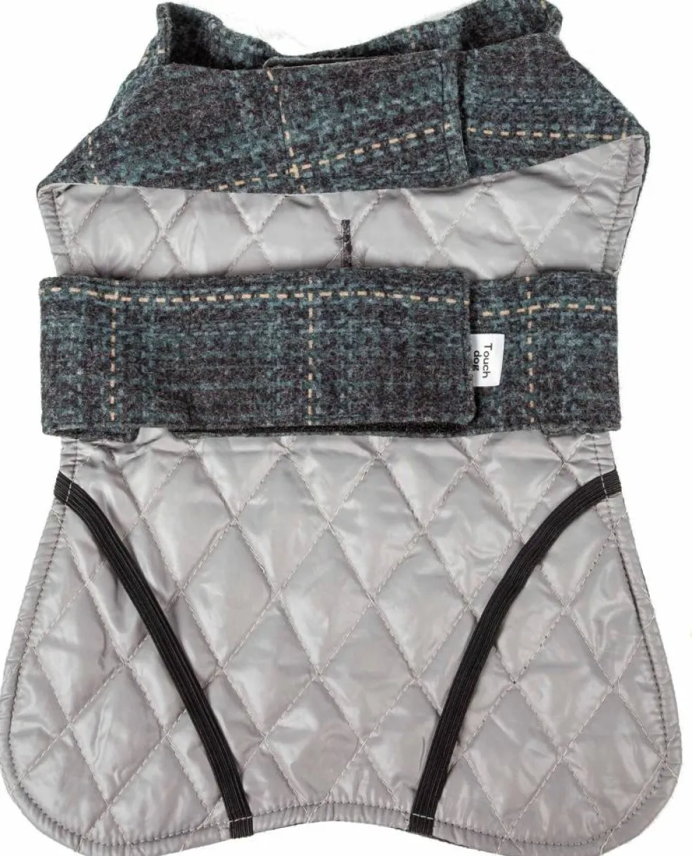 Touchdog 2-In-1 Windowpane Plaided Dog Jacket With Matching Reversible Dog Mat