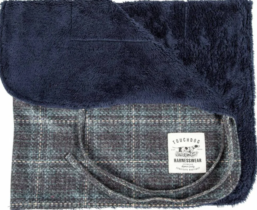 Touchdog 2-In-1 Windowpane Plaided Dog Jacket With Matching Reversible Dog Mat