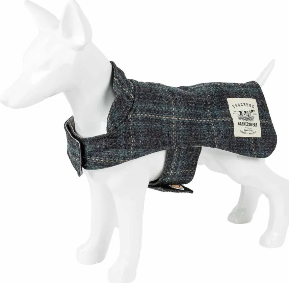 Touchdog 2-In-1 Windowpane Plaided Dog Jacket With Matching Reversible Dog Mat