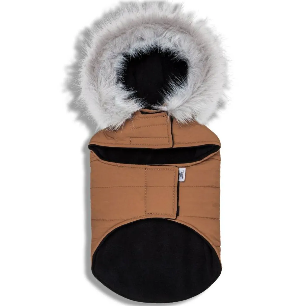 Touchdog - Large - Brown - Duck-Down Parka Dog Coat - 1 Piece