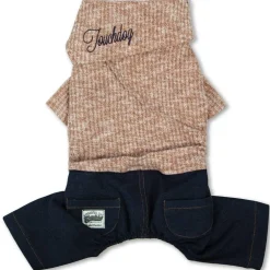 Touchdog - X-Large - Peach - Vogue Neck-Wrap Sweater and Denim Pant Outfit - 1 Piece