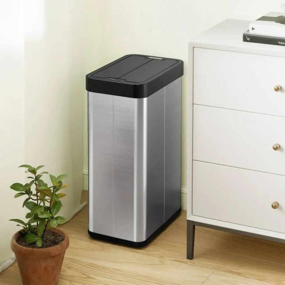 Touchless 16 Gallon Trash Can with Automatic Wing Lids and Anti-Fingerprint Finish