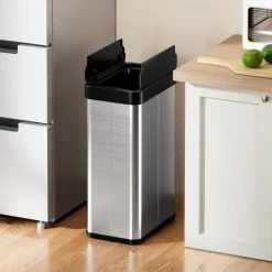 Touchless 16 Gallon Trash Can with Automatic Wing Lids and Anti-Fingerprint Finish