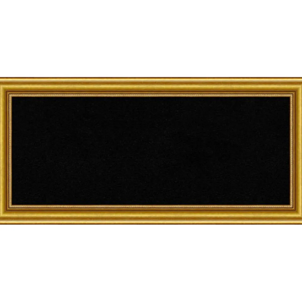 Townhouse Gold Wood Framed Corkboard, Black Cork