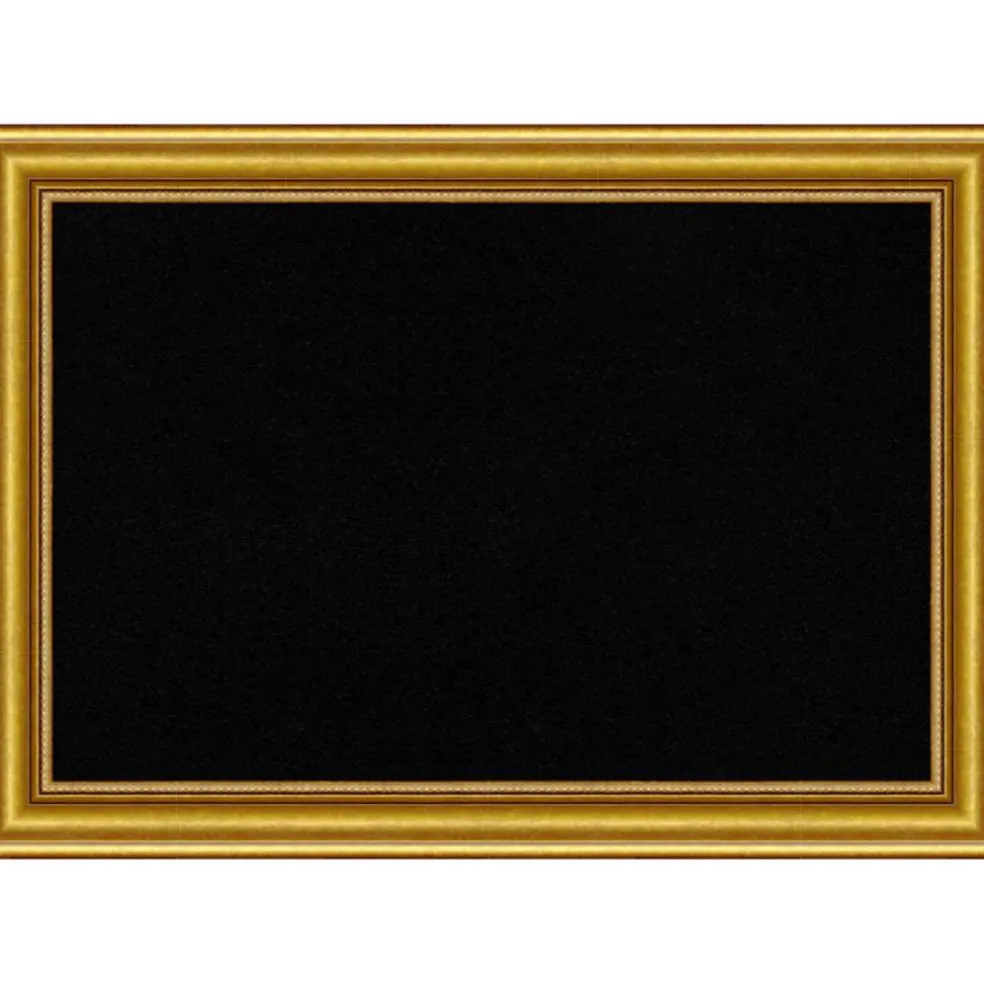 Townhouse Gold Wood Framed Corkboard, Black Cork